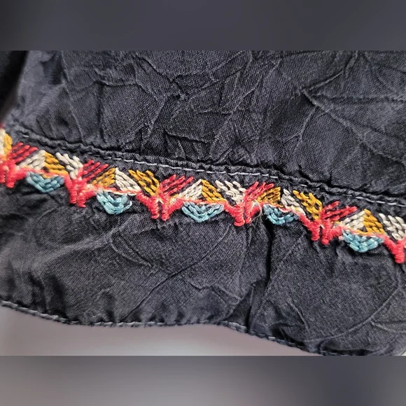 Johnny Was Navy Cupra Rayon Embroidered Floral Tunic - Size L - Picture 7 of 7